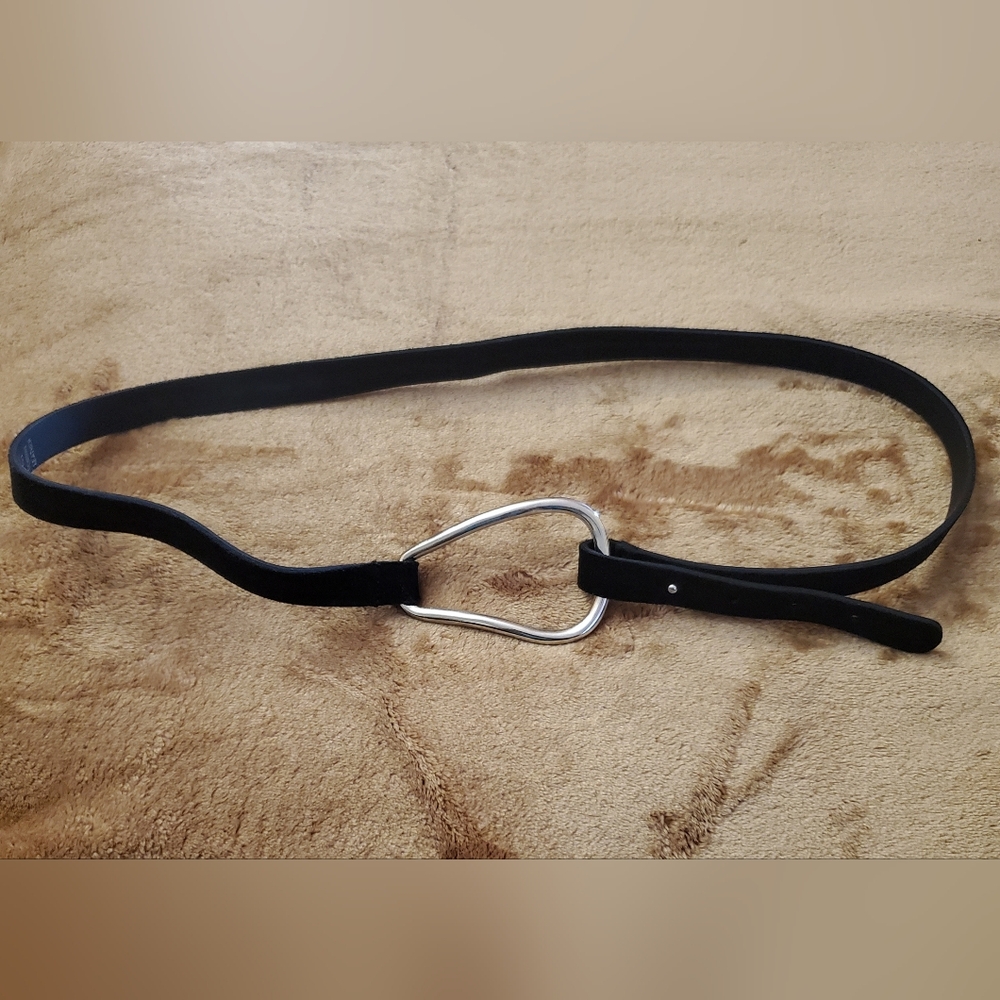 Black Suede Rodeo Boho Genuine Leather Belt Medium Made In Italy